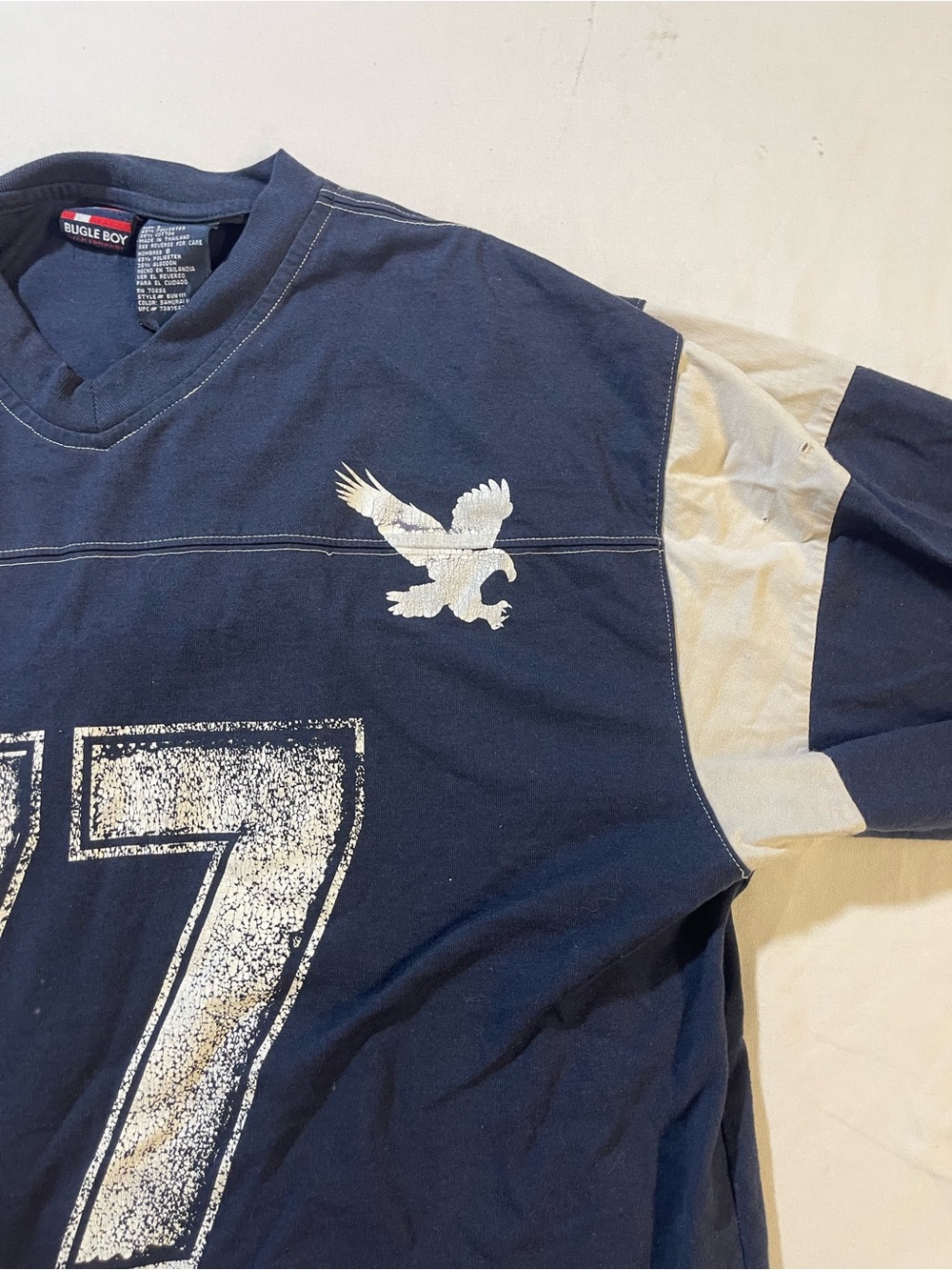 Bugle Boy Navy Crewneck Tee with White Stitching